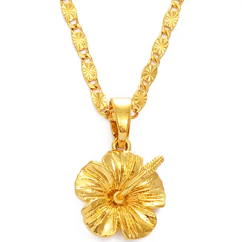 1pc Hawaiian Hibiscus Flower Pendant Necklace Marshallese Puerto Rico Guam Micronesia Pohnpei Jewelry Boho Style Jewelry Trendy Jewelry Bohemian Flower Necklace Wedding Gifts