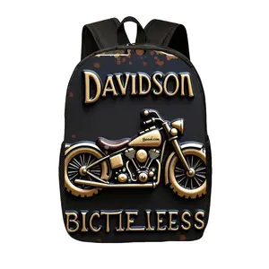 Vintage Motorcycle Backpack, Lightweight Large Capacity Daypack with Adjustable Straps & Side Pockets, Durable Laptop Bookbag for Commute, Travel, Hiking, Motorcycle Lover Gift for Men Women
