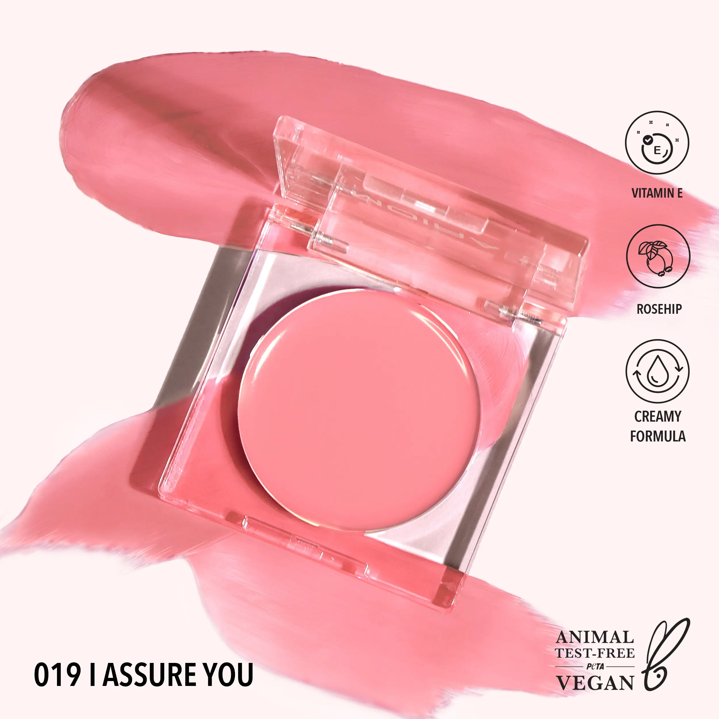 MOIRA | Loveheat Cream Blush (019, I Assure You) | Dewy Cream Blush with Lightweight, Blendable Color