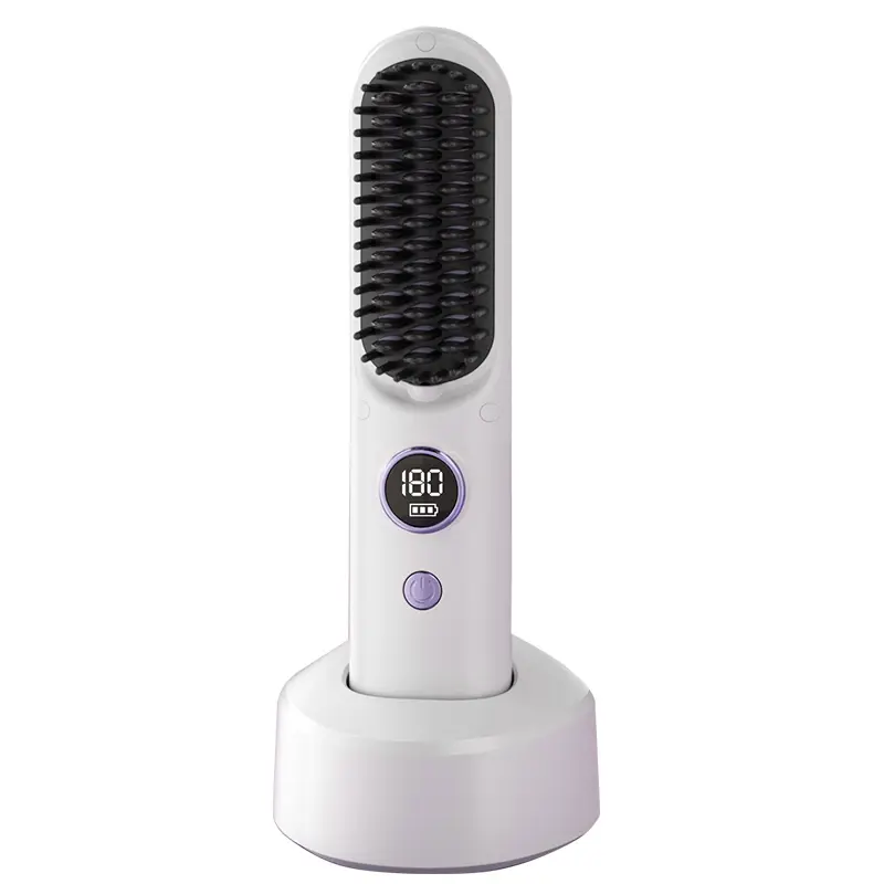 [Enfun] Portable Hair Straightener Comb, Cordless Hair Straightener Brush for Travel, Mini Ionic Hot Comb Straightener for Women, Lightweight for Outdoors