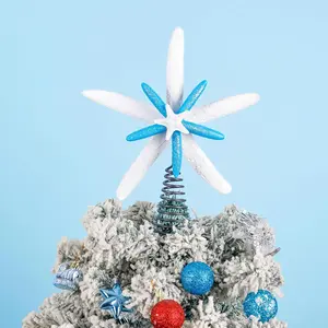 11 Inches Blue Christmas Starfish Tree Topper Coastal Christmas Tree Decor Beach Christmas Vacation Decorations