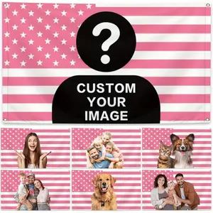 1pc Personalized Pink American Flag - Custom Photo/Text/Logo All-Weather Indoor/Outdoor Decoration for Memorial Tribute, Sports Events, Dorm Room Decor - Customizable USA Flag, American Flag Accessories, Indoor Outdoor Flag, Vibrant Design