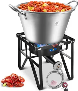 ARC Cast Iron Mexican Cazo Para Carnitas With 200,000 BTU Propane Stove,Great for Carnitas, Braising, Seafood Boiling, Inoxidable Wok comal Fry,For Outdoor Cooking (69QT)