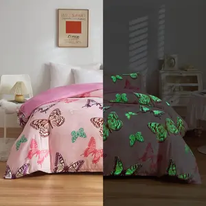 Butterfly Glow in The Dark Comforter Cover,Bedroom Glow Decor Duvet Cover,Animal Colorful Butterfly Print Quilt Cover,No Comforter