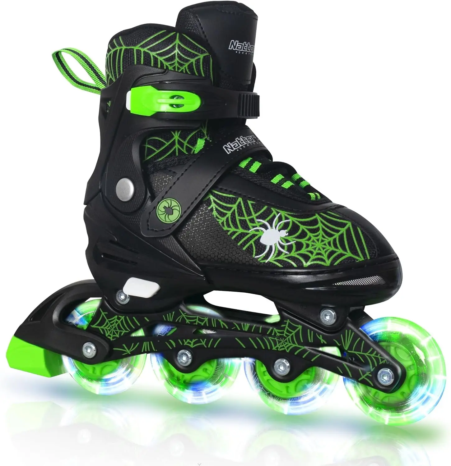 4 Size Adjustable Kids Inline Rollerblades Ages 4-12, Battery-Free Self-Powered PU Flashing Light Up Wheels, Beginner Training Street Fitness Skates Indoor Outdoor Sports Equipment, Birthday Christmas Easter Holiday Gift