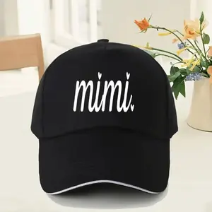 Unisex Vintage "Mimi" Print Baseball Hat - 100% Polyester, Breathable, Pre-Curved Visor, Adjustable Snapback Dad Hat, Hand Washable, Casual Sports & Outdoor Wear