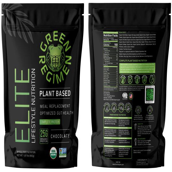 Green Regimen - Elite Plant-Based Protein Powder - 25g Complete Pea & Plant-based Protein Complex, Meal Replacement High-Protein Vegan Shake, NonGMO, Gluten-Free, Dairy-Free, Low Carb - (Chocolate - 1 Month Supply)