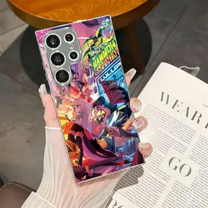 PIKPAKA Cartoon H-Helluva Boss Phone Case  Electroplated Metal Frame Case for Samsung Galaxy S25 S24 S23 Ultra, ultra-thin anti-drop, anti-scuff and anti-abrasion lens protection, matte grip feel