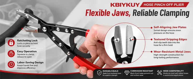 Upgrade Ratchet Hose Pinch Off Pliers - Tool Upgrade with Metal Jaws, Locking Clamp - Multi-Size 8in/10in/12in Hand Tools for Automotive Users’ Radiator, Coolant Lines