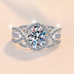 #08 (Oval Cut 2CT) 925 Sterling Silver Synthetic Moissanite Ring