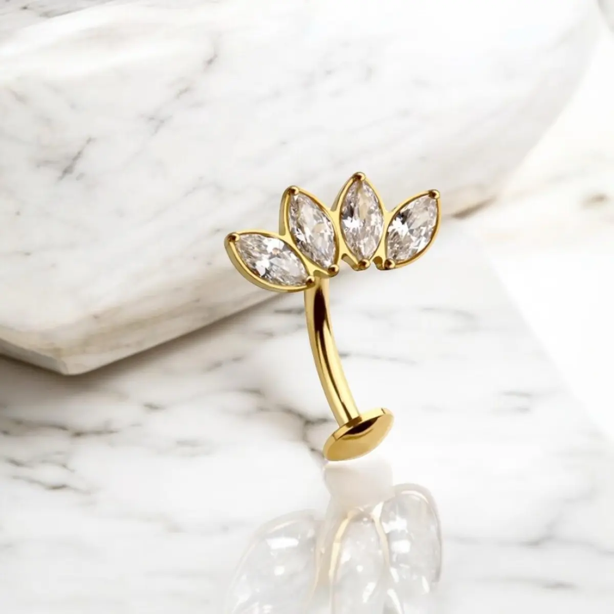 Marquise Belly Ring, Threadless Push In Top Marquise Crystals Belly Button Ring Piercing Jewelry, 14g Belly Ring Navel Ring Body Jewelry