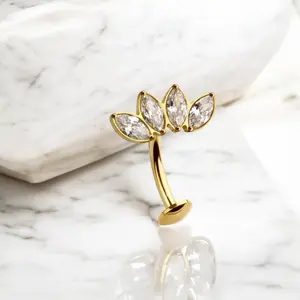 Marquise Belly Ring, Threadless Push In Top Marquise Crystals Belly Button Ring Piercing Jewelry, 14g Belly Ring Navel Ring Body Jewelry