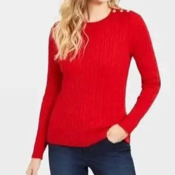 CHARTER CLUB Womens Red Long Sleeve Jewel Neck Sweater Size: M