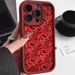 Red Decorative Pattern Case for iPhone 17 Pro Max 16 16e 15 14 Plus 13 12 Mini 11 Air X XS Pattern Soft TPU Rubber Camera Protection Rugged Mobile Phone Cover Gift 2D printing