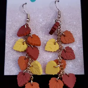 Fall Leaves Earrings - Colorful Design with Chain Detail
