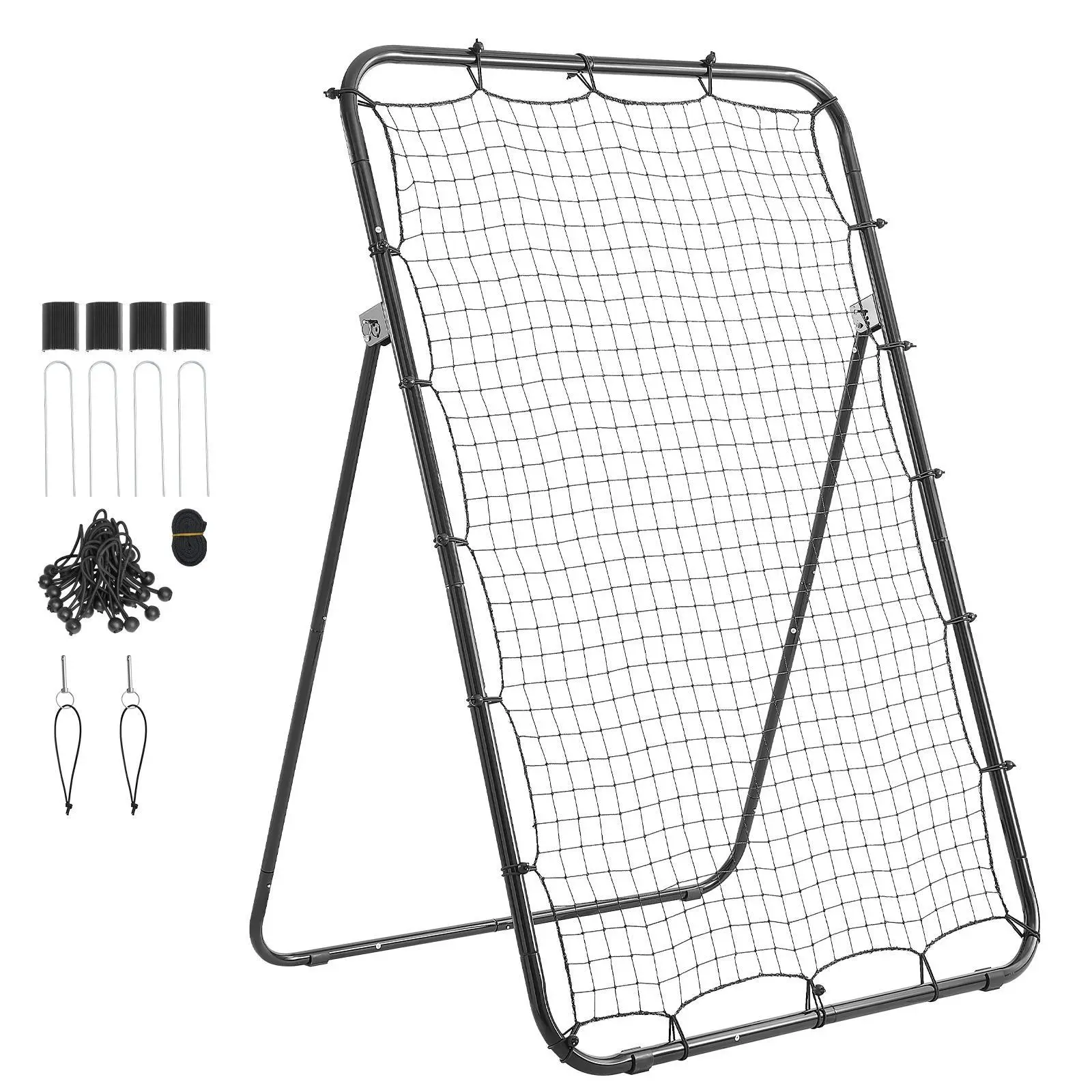 VEVOR 4x6 ft Fixed-Size Baseball Softball Rebounder Net Pitch Back Trainer, Steel Frame, 5 Adjust Angles, Strike Zone, for Pitch Practice & Fielding Drills