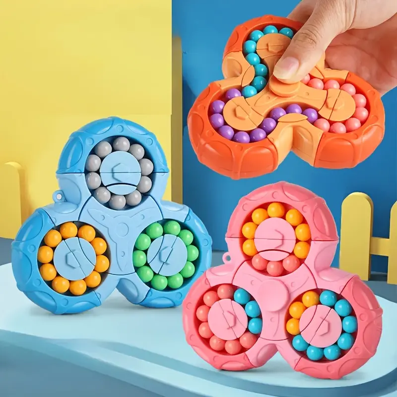 6-Sided ABS Plastic Magic Bean Puzzle Toy for 3+ Kids - Improves Attention, Imagination, Fine Motor Skills, Hand-Eye Coordination, Creativity, Perfect Finger Rotation Game, Ideal Christmas DIY Gift