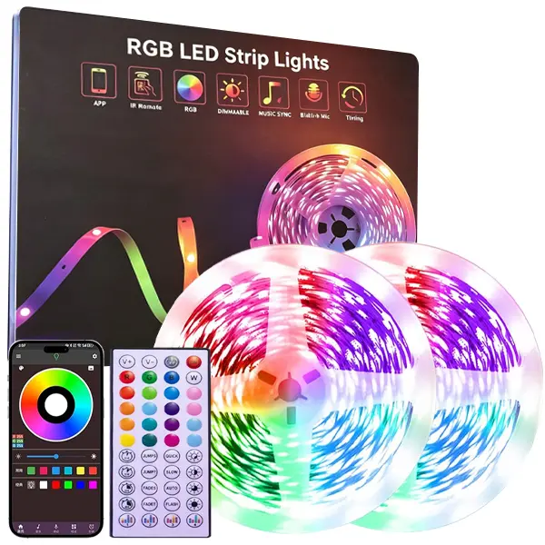  100FT Led Strip Lights RGB Music Sync for Bedroom ,more 100ft 50ft Bluetooth Christmas Lights with Smart App and Remote Control Indoor Lighting, for Room Decorating Party Decor