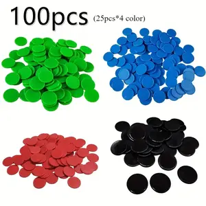 100 colored chips, round cards, early education games, point coins, plastic chip coins, teaching aids, colored blank small discs, reward coins, toy coins Learning Play