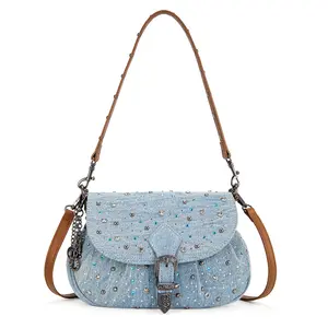 Wrangler Rhinestone Denim Shoulder Bag for Women