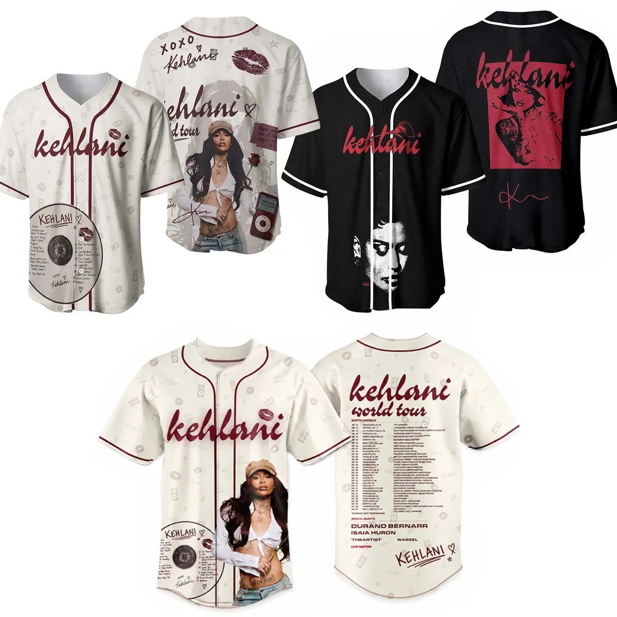 3 Design Vintage Music Inspired Graphic #Kehlani26 Baseball Jersey | Music Graphic Baseball Jersey 2026