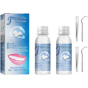 Tooth Repair Kits,2Pcs 30ml Dental Repair Denture Repair Beads,Tweezers,Dental Pick,4Pcs Dental Tools for Filling Missing Broken Tooth Moldable Fake Teeth(2+4Pack)