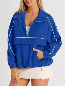 Fisoew Quarter Zip Pullover Women Moisture-Wicking Oversized Sweatshirt Lightweight Workout Athletic Pullover Jacket #SummerVibes Sun Protection Jacket Gym Sweatwear Casual Sporty Top