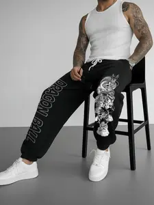 Unisex Gym Pant, Comfortable Sweatpants for Women, Men's Stylish Skinny Jogger Pants with Drawstring Waist, High Quality Fitness & Casual Trousers, Printed Pattern, Long Length