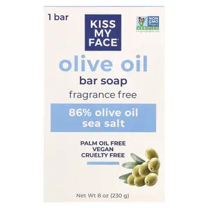 Kiss My Face Olive Oil Bar Soap, Fragrance Free, 8 oz (230 g)