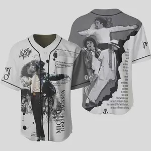 MJ 3D Baseball Jersey King of Pop Tribute Shirt Gift For Music Fan