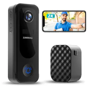 ZUMIMALL Doorbell Camera Wireless - 2K Video Doorbell with Chime, 2 Way Audio, Voice Changer, Anti-Theft, PIR Human/AI Detection, Local/Cloud Storage, 2.4GHz WiFi, Battery Powered, Work with Alexa