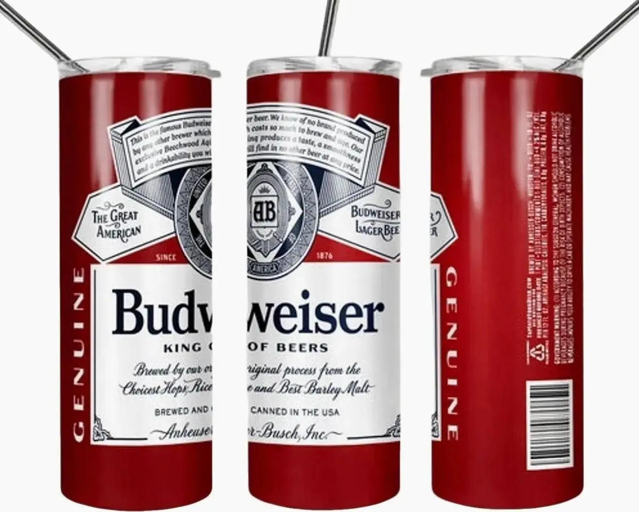 Budweiser Tumbler, 20oz 30oz 40oz Insulated Tumbler, Drinking Lover Gift, Stainless Steel Drinkware
