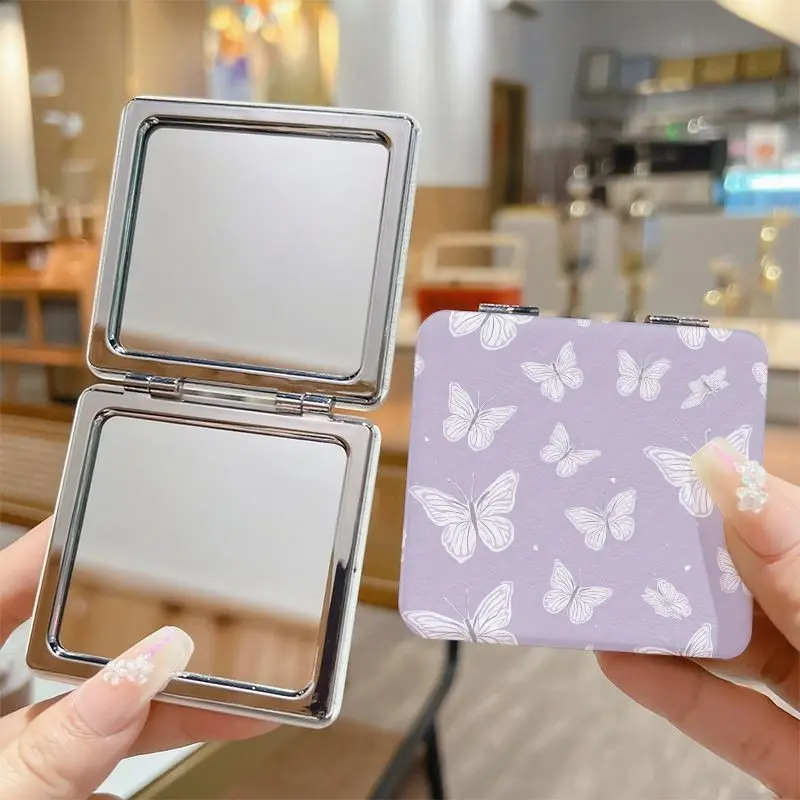 Compact Butterfly Shaped Makeup Mirror - Double sided Foldable Vanity Portable Makeup Mirror, Purple Square Travel Mirror, Portable Mirrors, Suitable for Handbags or Pockets, Ideal Gift for Women, Girls, and Friends