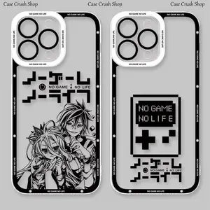 Anime NO GAME NO LIFE Phone Cases For iPhone 17 16 15 14 13 12 11 Promax Pro Air Plus Transparent Black Shiro Jiburiiru Cover Protection Gifts For Christmas Halloween Birthday
