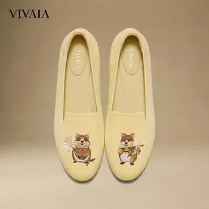 VIVAIA Women's Round-Toe Embroidered Loafers,Wide Toe Box With Herbal Arch Support Insole Classic Loafer,Machine Washable,Blister-Free Heel Padding Elegant Work,Casual Walking, All-Day Comfort (Audrey) SpringStatements, SpringFresh