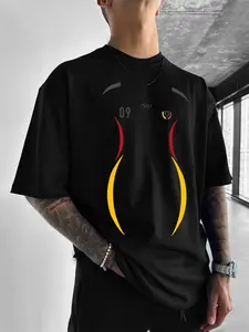 Men's Letter Print Round Neck Tee, Loose Street Fashion Short Sleeve T-shirt for Daily Wear, Casual Comfy Top for All Seasons