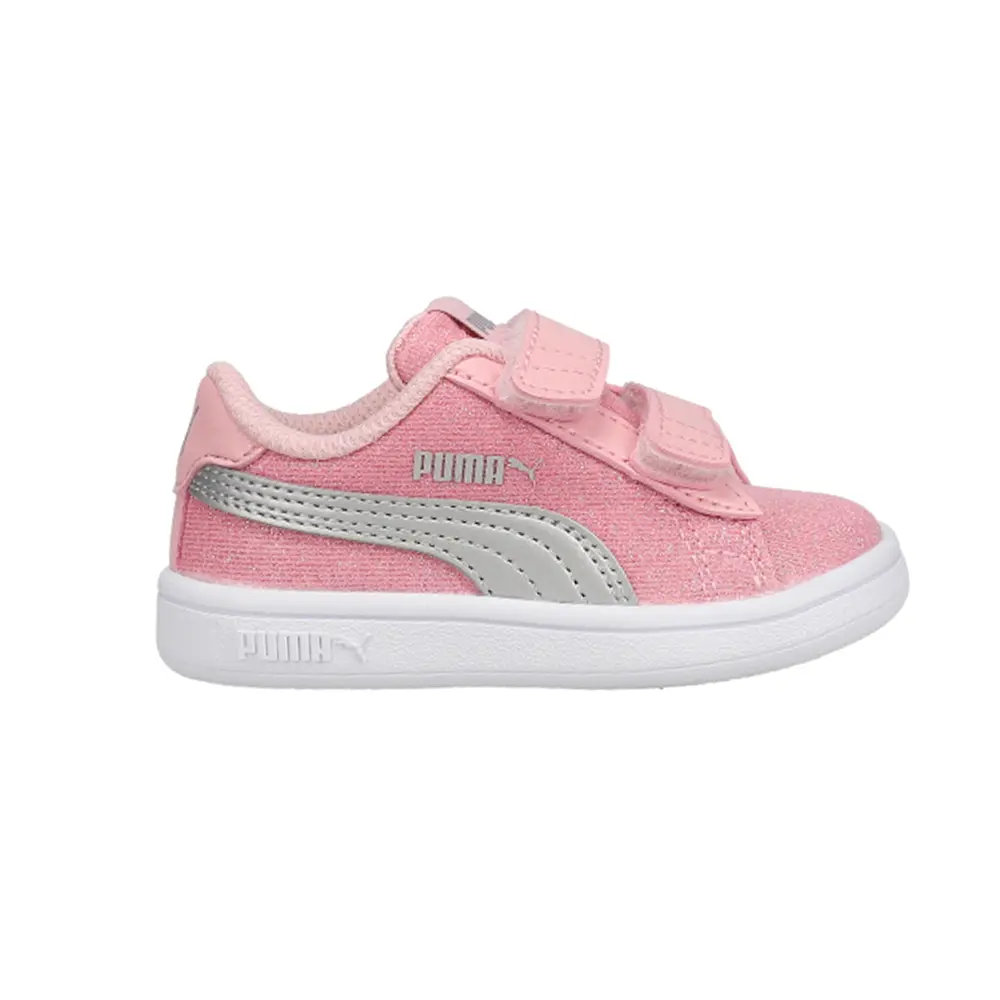 PUMA Mens Smash V2 Glitz Glam V Logo Glitter Slip On  Sneakers Shoes Casual - Pink
