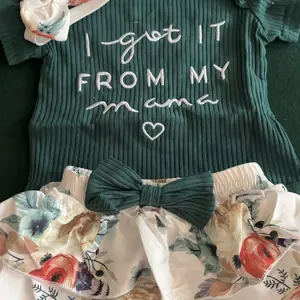 Baby Girl Ribbed Romper Dress Set with Headband, Stylish Infant for Summer, Cute Toddler Clothing for Girls, Outfits, Charming Floral, Newborn Gift Set