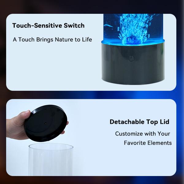 LED Aquarium Bubble Fish Tank Table Lamp, Birthday Christmas Gifts for Adults Kids Teens, Relaxing 6 Color Remote Fake Fish Sensory Night Light for Kids' Room Bedroom Home Decor, Stress Relief