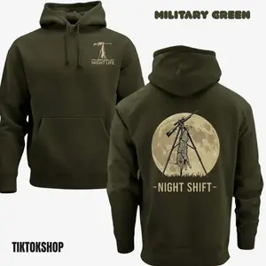 Coyote Night Life Hunting Hoodie - Hunting Coyote Hoodie Thermal Predator Hunter Gear - Pullover Sweatshirt Mens Gift - Gift For Hunters 8T6