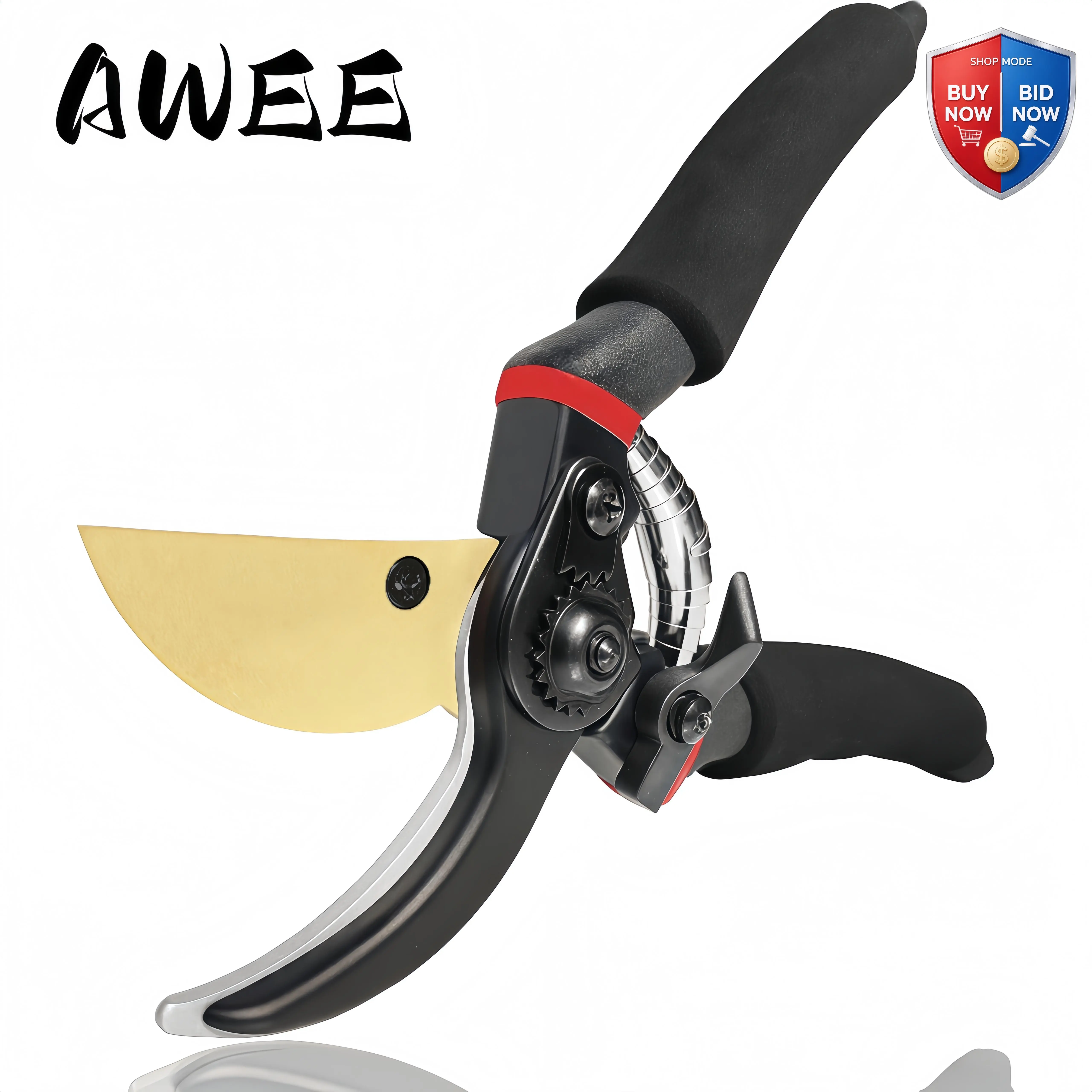 LIVE AUCTION Heavy Duty Pruning Shears, Sharp Garden Branch Cutter with Safety Lock, Rebound Spring, Protective Handle, Gardening Trimming Scissors