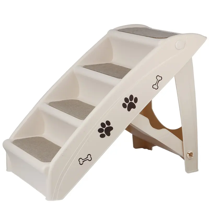 SuperDeal Pets Foldable 4-Step Stairs for Small Dogs - Easy Access to High Beds