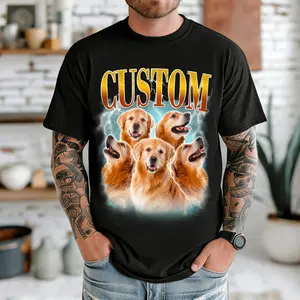 Custom Comfort Colors Vintage Bootleg Pet Shirt Pet Photo + Name Custom Dog Portrait Personalized Shirt Custom T Shirts Cat Shirt 90's Tee