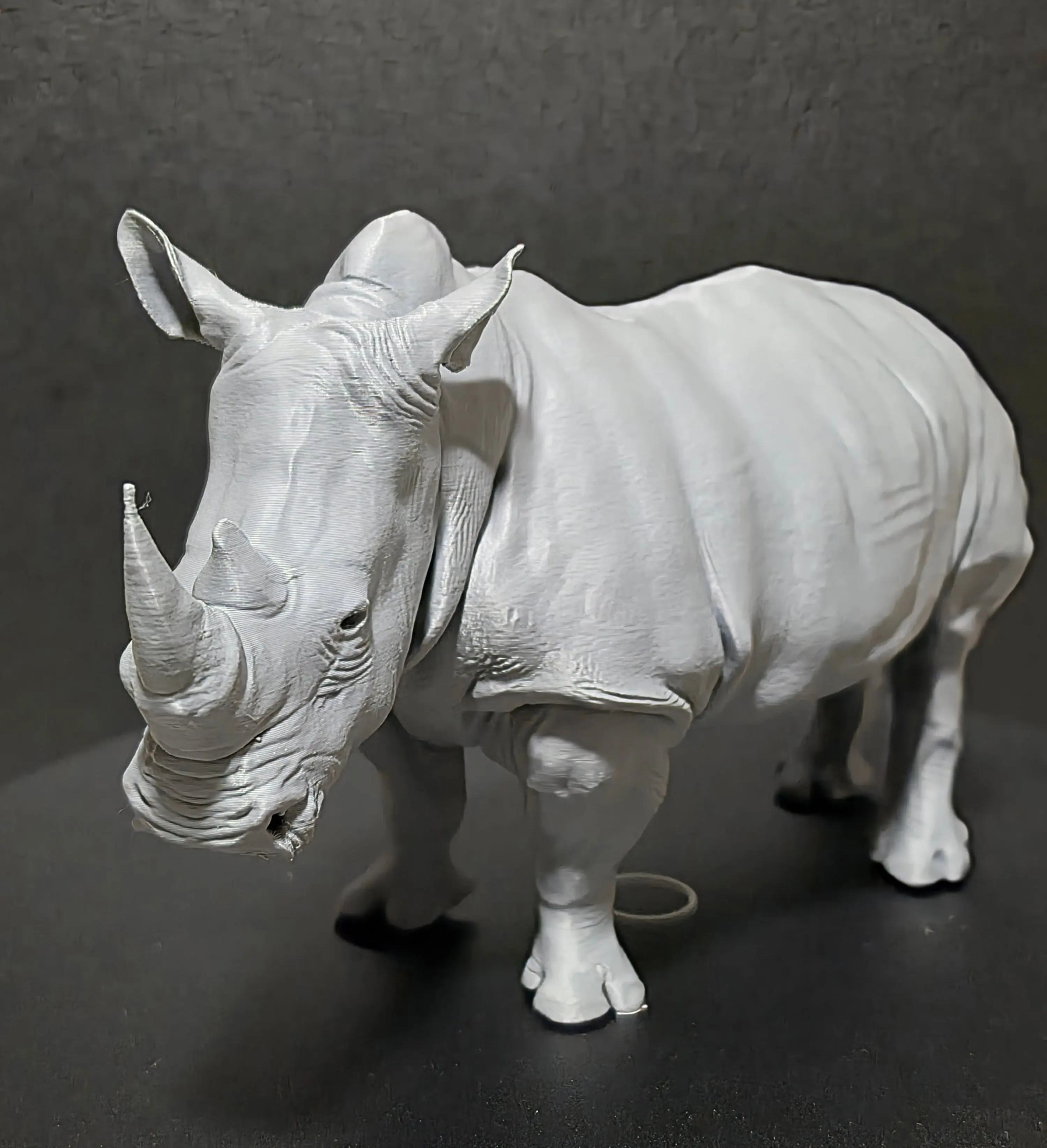 Marvin the Rhino — Matte Gray Sculptural Rhino Accent | wildlife decor home shelf console office