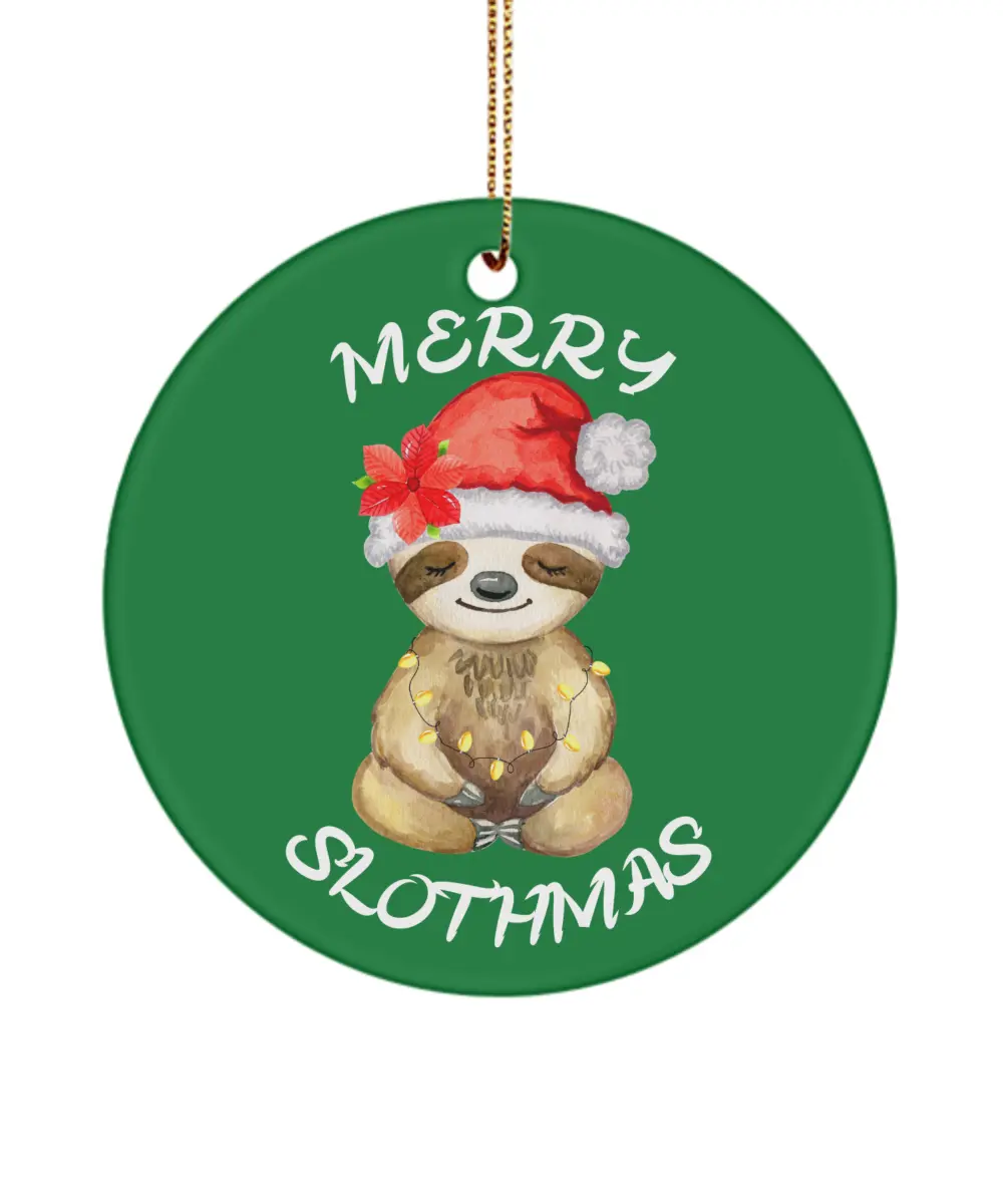 Santa Sloth Ornament Merry Slothmas Christmas Gift For Sloth Lover Cute Sloth Christmas Tree Decor Novelty Keepsake
