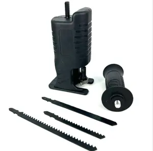 Electric Drill Reciprocating Saw Adapter, Portable Saw Conversion Head with 3Pcs Saw Blades, Universal Tool for Wood/Metal/Plastic Cutting