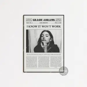 Retro Gracie Abrams Retro Newspaper Print, I Know It Won’t Work Poster, Good Riddance Poster, Lyrics Print, Black And White Wall Art