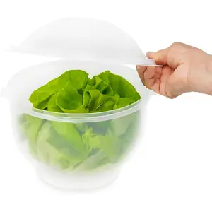 Lettuce Keeper - BPA-Free Lettuce Keeper for Refrigerator to Keep Salads and Vegetables Fresh - 7" x 8" Lettuce Crisper with Drainage Reservoir - Clear See-Through Vegetable and Fruit Crisper Container Kitchen