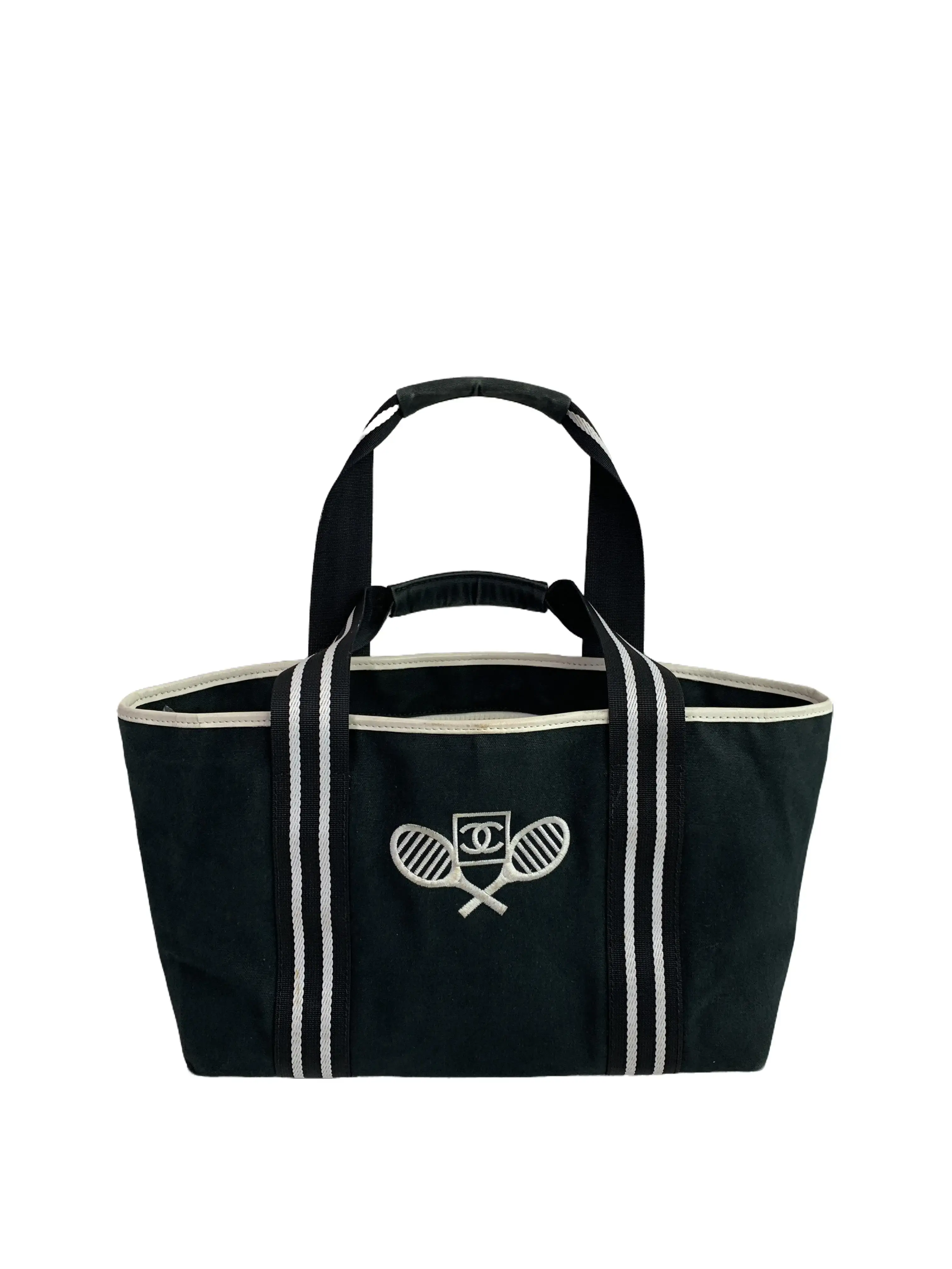 Pre-owned CHANEL Tennis Embroidered Canvas Tote Handbag/EE08113805/3805