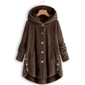 Women’s Autumn/Winter Coat – Warm Teddy Bear Style Wool Jacket with Hood, New Solid-Color Design